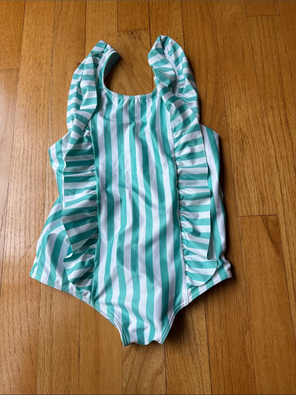 Kenny Flowers Girls' Mint & White Stripe Ruffle One-Piece Swimsuit